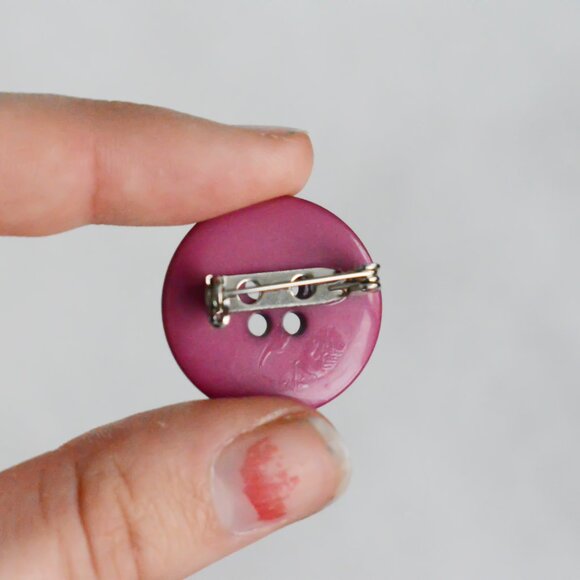 Purple Handmade Button Pin - Picture 2 of 3